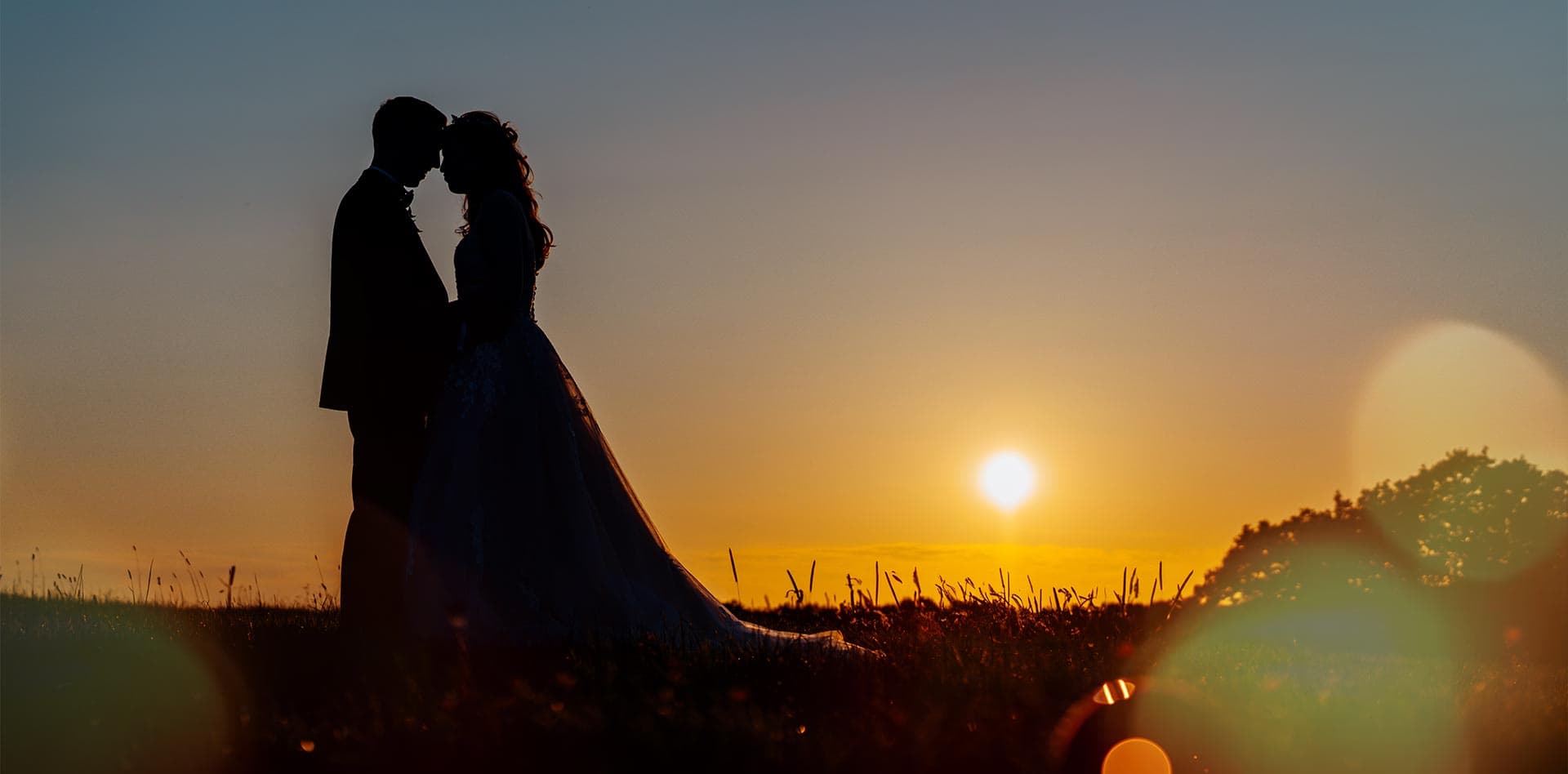 Golden hour photo of Birmingham wedding photographer's couple